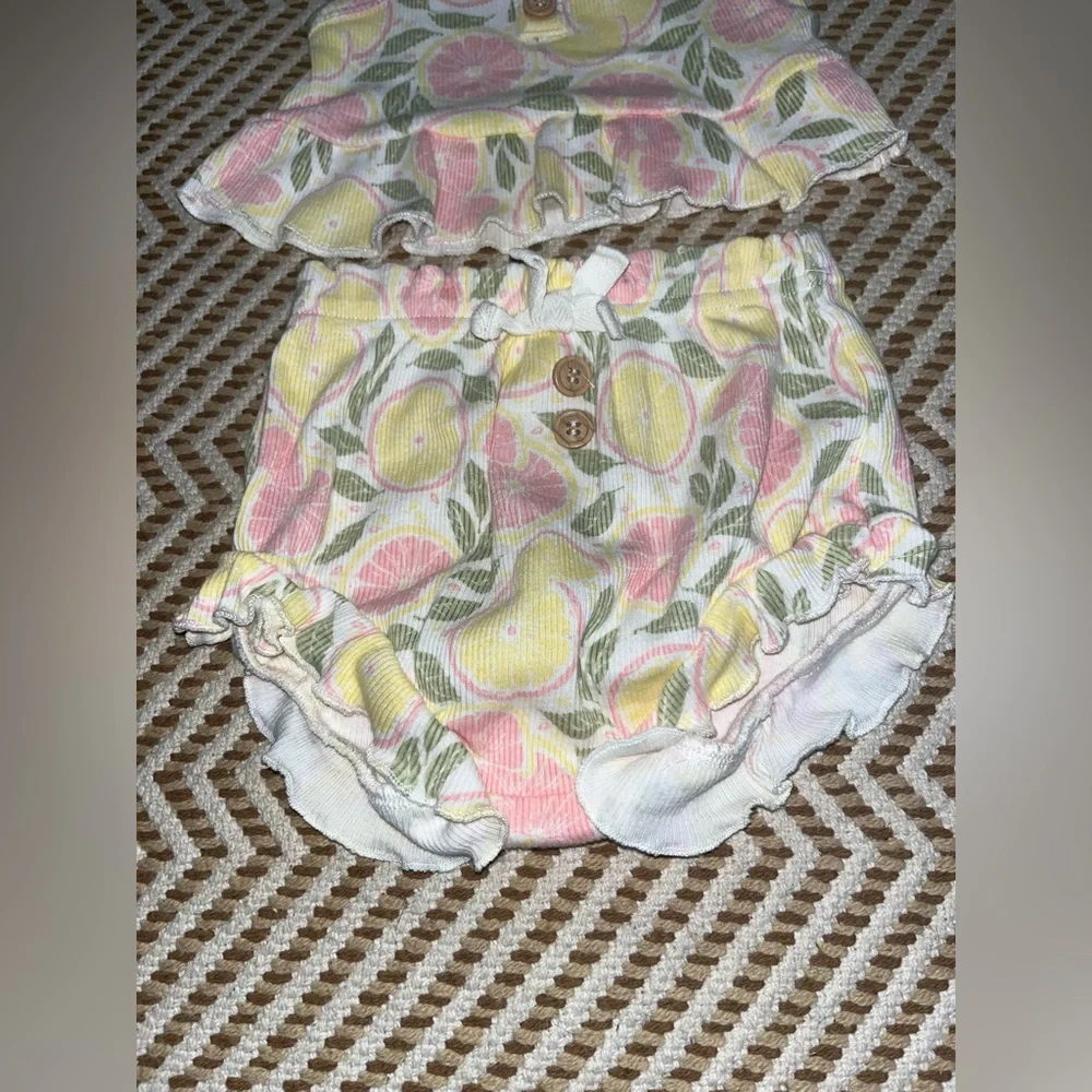 NWOT Rachel and Zoe baby girls size 6/9M summer lemon patterned set - Picture 3 of 7